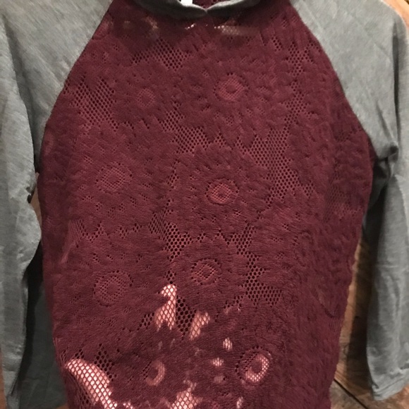Nordstrom Girls Burgundy and Gray Long Sleeve Top - Picture 3 of 6